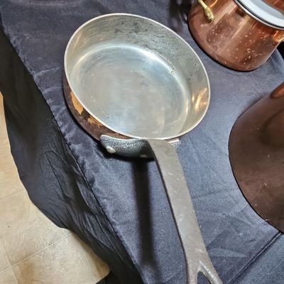 Sale Photo Thumbnail #203: Antique French Copper Sauté Pan with Iron Handle