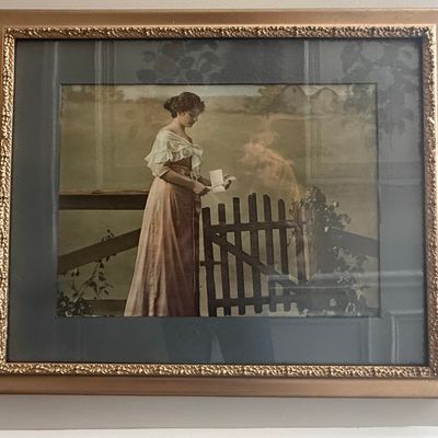 Sale Photo Thumbnail #526: Victorian Girl Reading Letter Lithograph Print