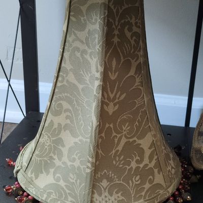Sale Photo Thumbnail #154: Victorian-Style Damask Bell Lamp Shade with Beaded Fringe