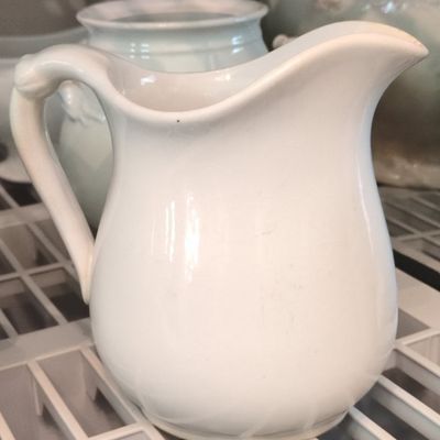 Sale Photo Thumbnail #801: White Ironstone Pitcher with Rope Motif
