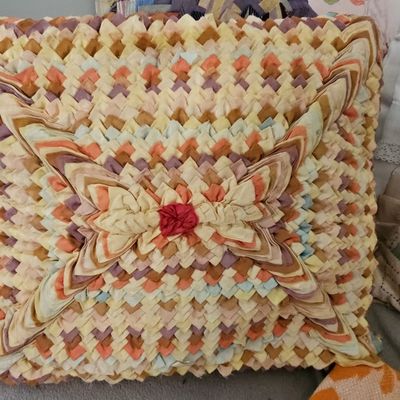 Sale Photo Thumbnail #155: Vintage Cathedral Window Quilted Throw Pillow