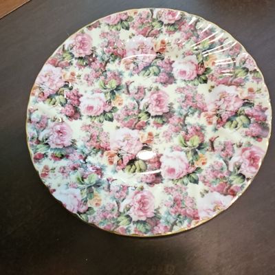 Sale Photo Thumbnail #295: Royale Garden Chintz Collection Pink Rose Dessert Plate