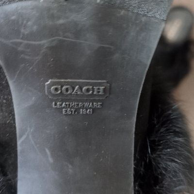 Sale Photo Thumbnail #412: Coach Kristy Black Suede Rabbit Fur Lace-Up Mules
