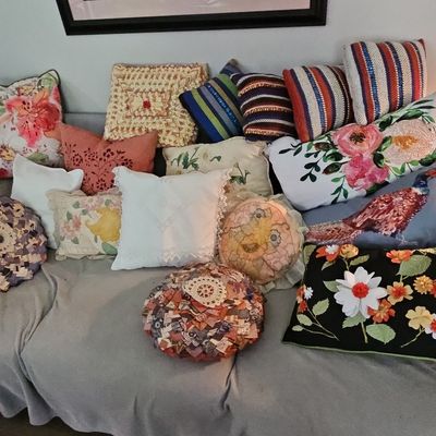 Assorted Decorative Throw Pillows with Artisan & Designer Accents
