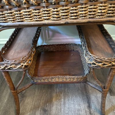Antique Heywood Wakefield Wicker Sewing Stand