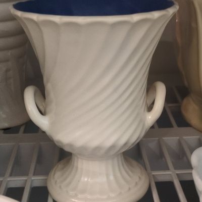 Sale Photo Thumbnail #786: Vintage Haeger Swirl Urn Vase with Blue Interior