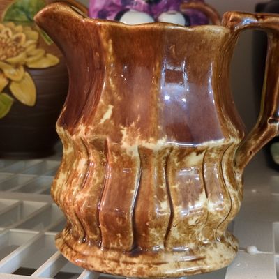 Sale Photo Thumbnail #726: Antique Bennington Pottery Rockingham Brown Drip Pitcher