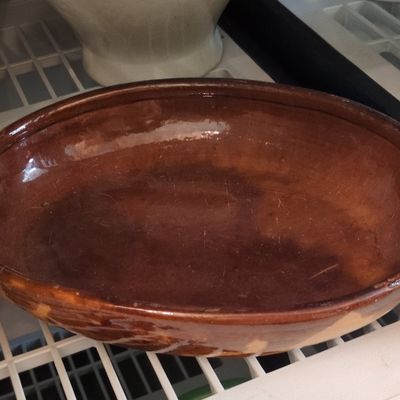 Sale Photo Thumbnail #769: Vintage Brown Glazed Earthenware Baking Dish