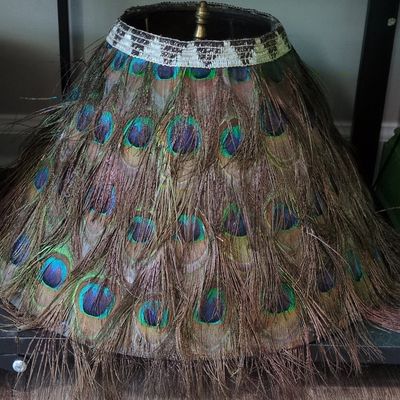 Vintage Peacock Feather Lampshade