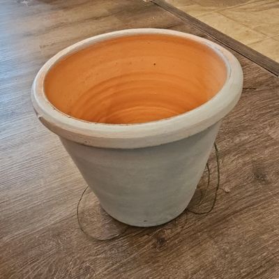 Sale Photo Thumbnail #636: Terracotta Garden Pot with Whitewash Finish