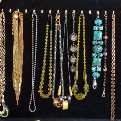 Sale Photo Thumbnail #363: Collection of Vintage Costume Jewelry Necklaces and Bracelets with Turquoise-Style and Beaded Elements