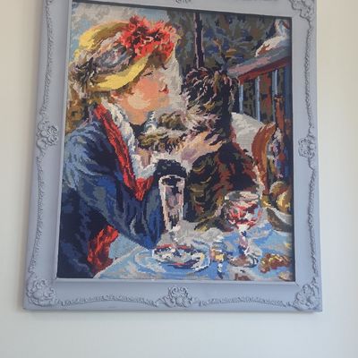 Sale Photo Thumbnail #529: Renoir "Woman with Dog" Needlepoint Tapestry