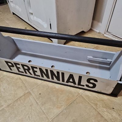 Sale Photo Thumbnail #703: Wooden Garden Trug with 'PERENNIALS' Label