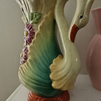 Sale Photo Thumbnail #655: Vintage Majolica Swan Pitcher