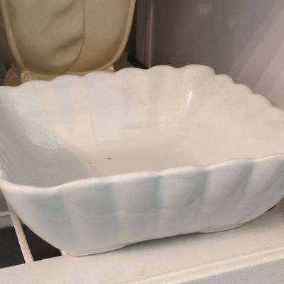 Sale Photo Thumbnail #787: Antique English White Ironstone Fluted Square Bowl