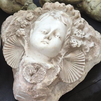 Sale Photo Thumbnail #136: Grotto-Style Cherub Wall Plaque with Seashells and Coral