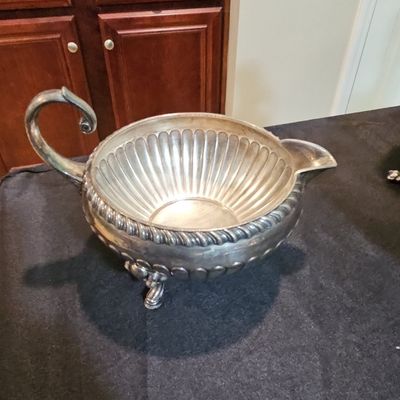 Sale Photo Thumbnail #237: Silver-Plated Footed Sauce Boat with Rope-Twist Border