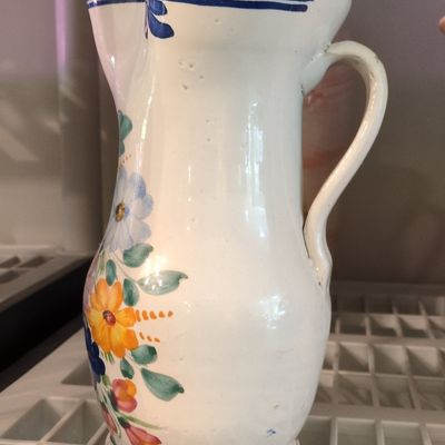 Sale Photo Thumbnail #741: Hand Painted Italian Floral Pitcher