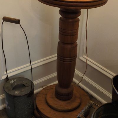 Vintage Turned Wood Pedestal Plant Stand