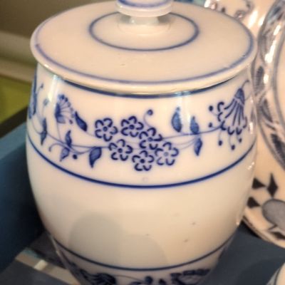 Sale Photo Thumbnail #755: Blue Onion Pattern Porcelain Sugar Bowl