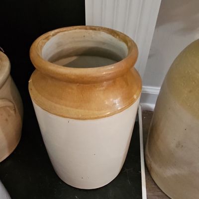 Sale Photo Thumbnail #658: Antique Two-Tone Stoneware Crock - George Skey Wilnecote