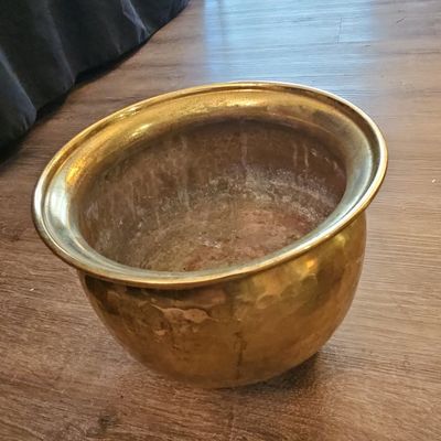 Sale Photo Thumbnail #573: Vintage Hand Hammered Brass Planter Pot