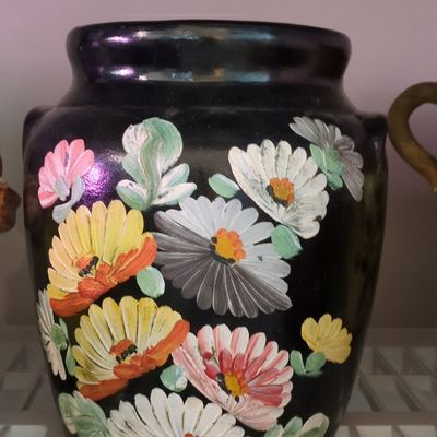 Sale Photo Thumbnail #687: Ransburg Hand Painted Floral Vase
