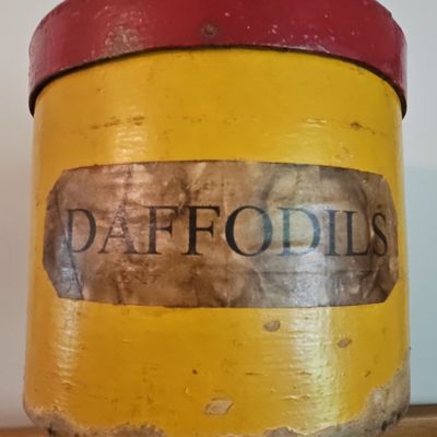 Sale Photo Thumbnail #638: Vintage Painted Tin Storage Canister