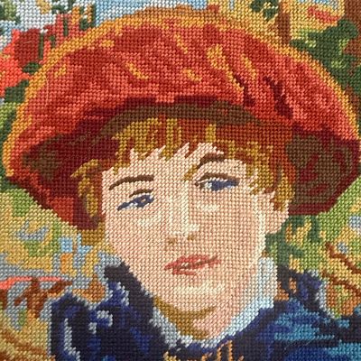 Sale Photo Thumbnail #509: Royal Paris Needlepoint Tapestry of Renoir's 'The Two Sisters'