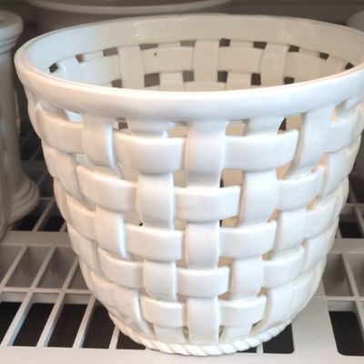 Sale Photo Thumbnail #751: Vintage Italian Ceramic Woven Basket Planter