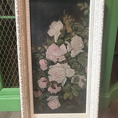 Sale Photo Thumbnail #517: Antique Floral Still Life on F.W. Devoe Academy Board