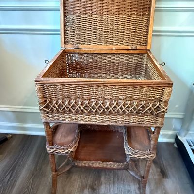 Antique Heywood Wakefield Wicker Sewing Stand