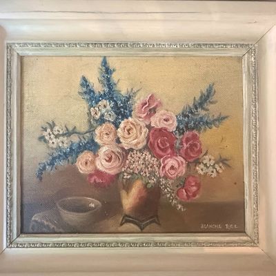 Sale Photo Thumbnail #521: Blanche Rice Floral Still Life Oil Painting
