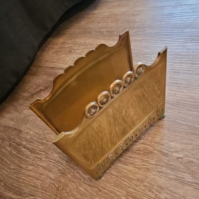 Sale Photo Thumbnail #582: Vintage Brass Art Nouveau Sunflower Letter Holder