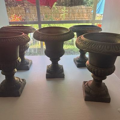 Set of 5 Neoclassical Style Cast Metal Urns