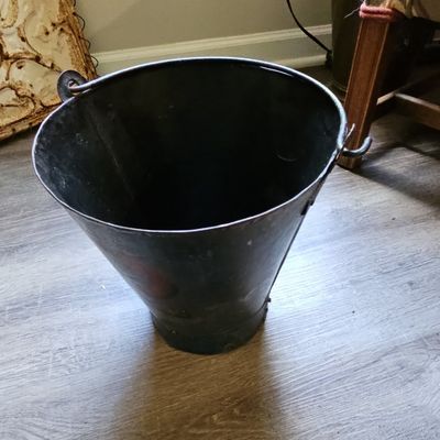 Sale Photo Thumbnail #570: Vintage Galvanized Metal Coal Scuttle