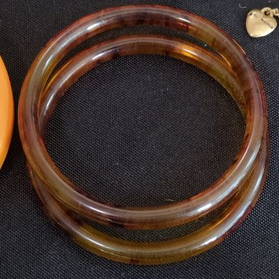 Sale Photo Thumbnail #328: Vintage Bakelite Root Beer Bangle Bracelets