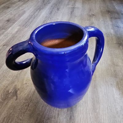 Sale Photo Thumbnail #714: Cobalt Blue Two-Handled Ceramic Pitcher