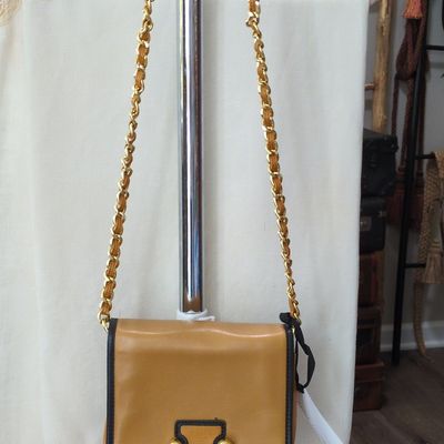 Sale Photo Thumbnail #395: Vintage Leather Shoulder Bag with Chain Strap