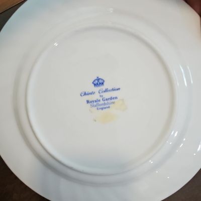 Sale Photo Thumbnail #297: Royale Garden Chintz Collection Pink Rose Dessert Plate