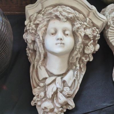 Sale Photo Thumbnail #137: Art Nouveau Style Female Face Wall Planter/Bracket