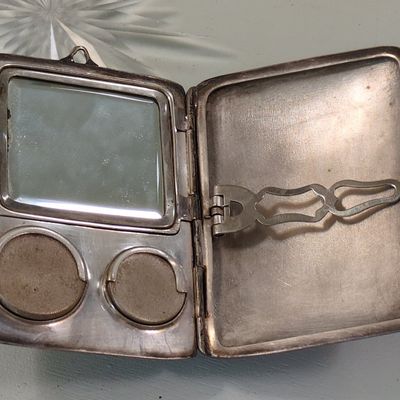 Sale Photo Thumbnail #335: Vintage Silver-Plated Monogrammed Compact Case