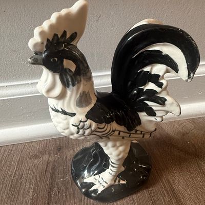 Sale Photo Thumbnail #169: Vintage Black and White Ceramic Rooster Figurine, Made in Japan
