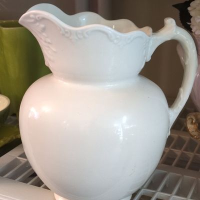 Sale Photo Thumbnail #732: Antique White Ironstone Pitcher by J & G Meakin