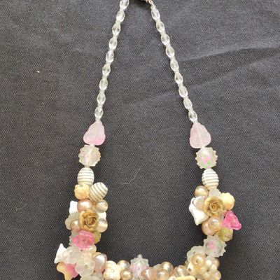Sale Photo Thumbnail #327: Vintage Multi-Bead Floral Cluster Statement Necklace