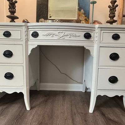 Vintage Painted Kneehole Vanity Desk