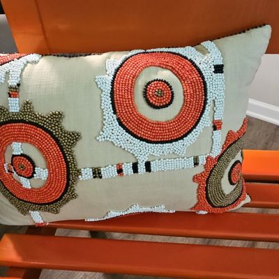 Sale Photo Thumbnail #118: Boho Geometric Beaded Accent Pillow