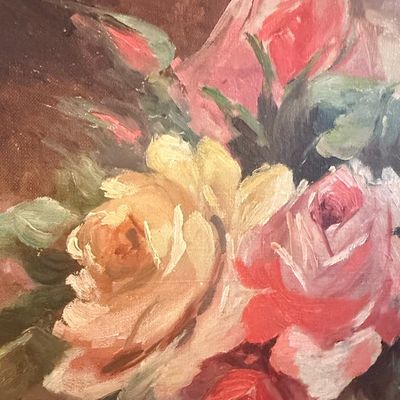 Sale Photo Thumbnail #496: Floral Still Life Oil Painting