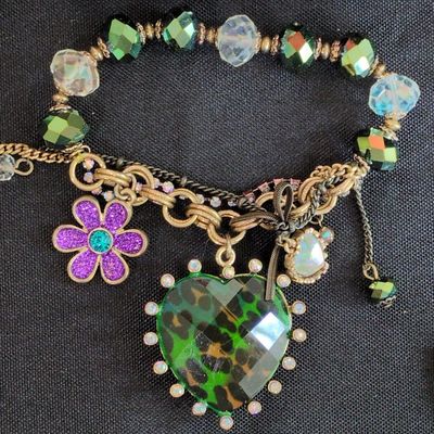Sale Photo Thumbnail #354: Betsey Johnson Leopard Heart Charm Bracelet