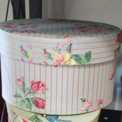 Sale Photo Thumbnail #457: Vintage Floral Hat Box, Tri Coastal Design Round Storage Container